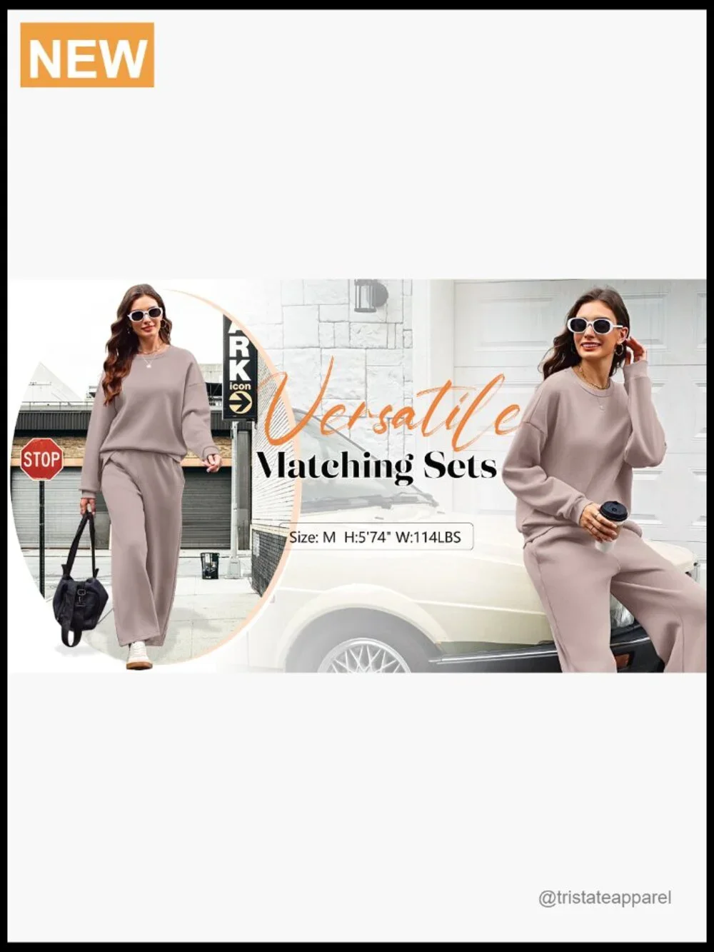 Women's 2 Piece Lounge Set Matching Sweatsuit Crewneck Track Suit